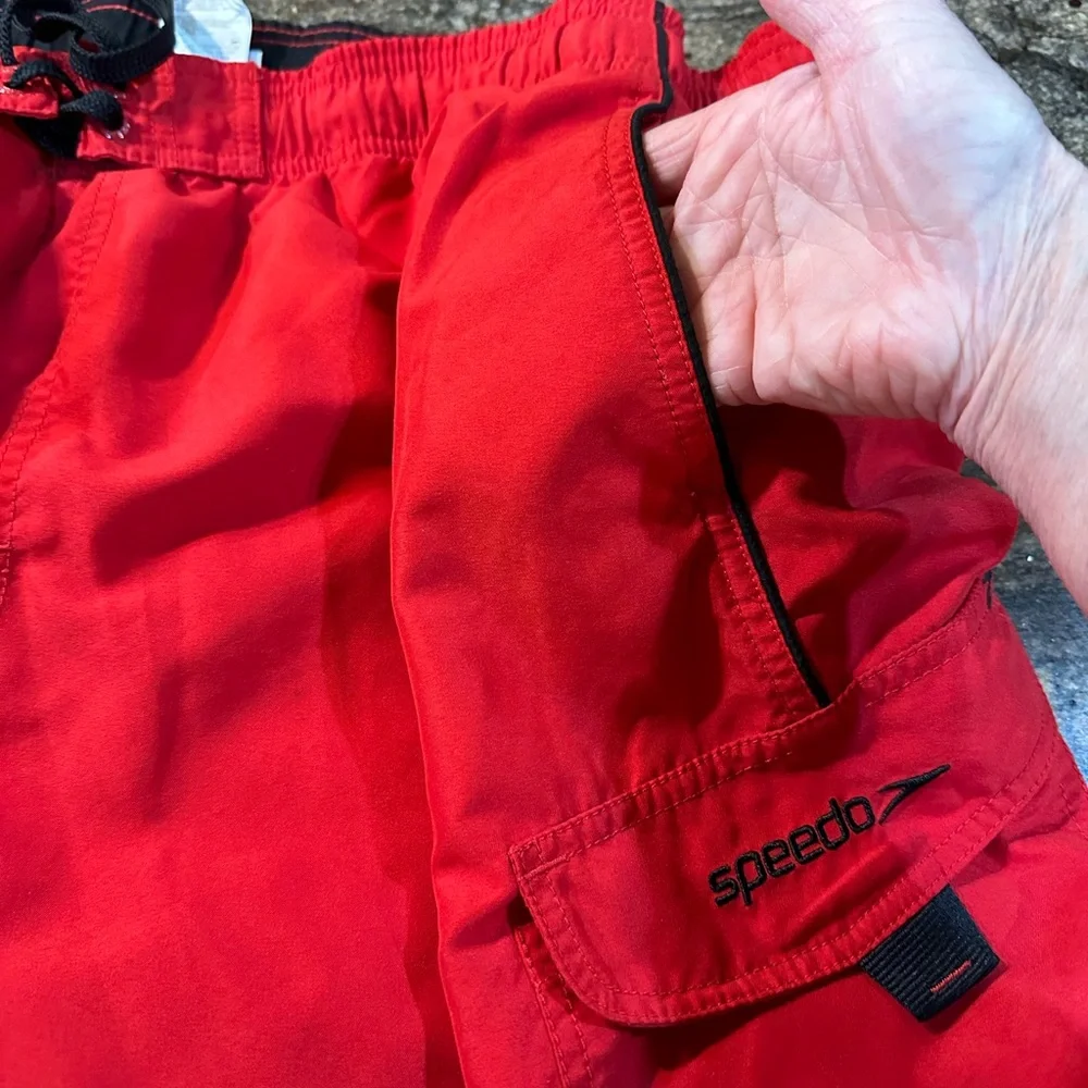 Speedo Men's XXL red Swim‎ Trunk Shorts Mesh Lined Pockets Casual